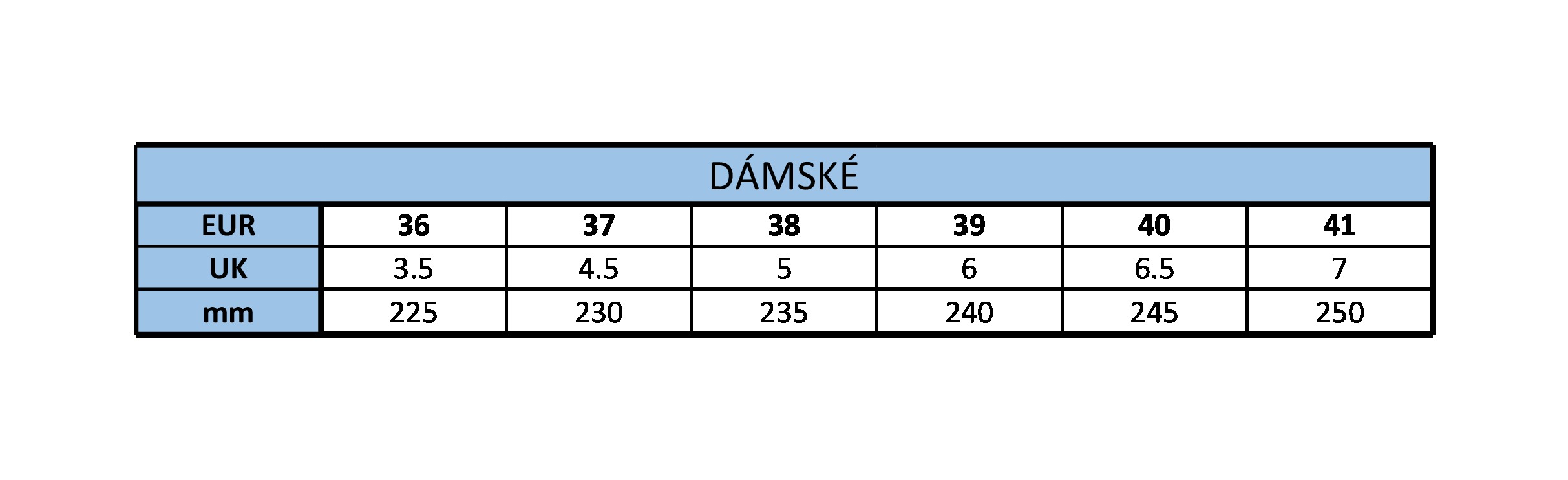 6008 - Tabulka velikostí